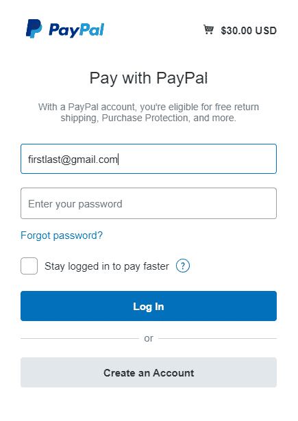 Screenshot of ordering process- Make the payment via PayPal