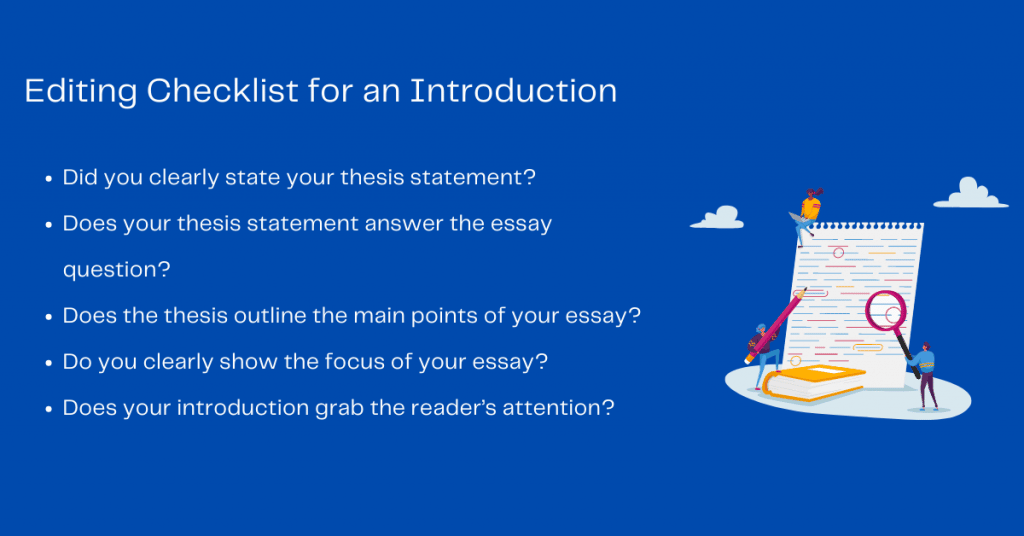 Introduction Essay Editing Checklist for College Students 
